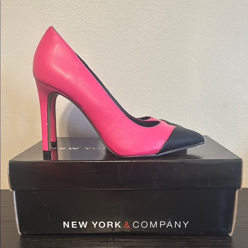Pink and Black Women's Heels